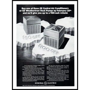 1974 GE General Electric Central Air Conditioner Vintage Print Ad Wall Art